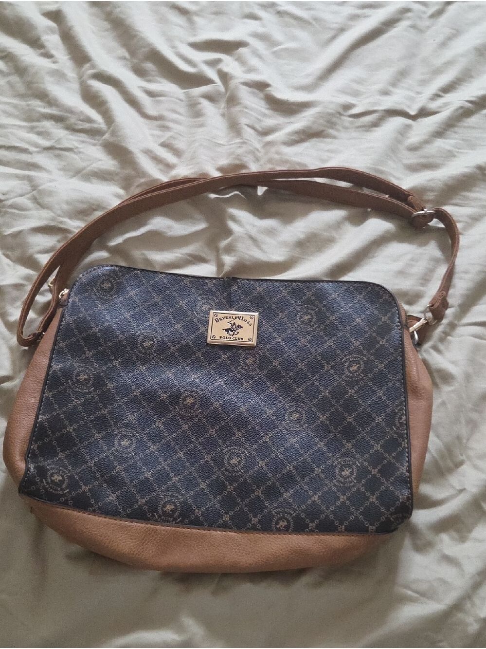Beverly Hills Polo Club Black & Brown Crossbody Bag | Adjustable Strap Everyday